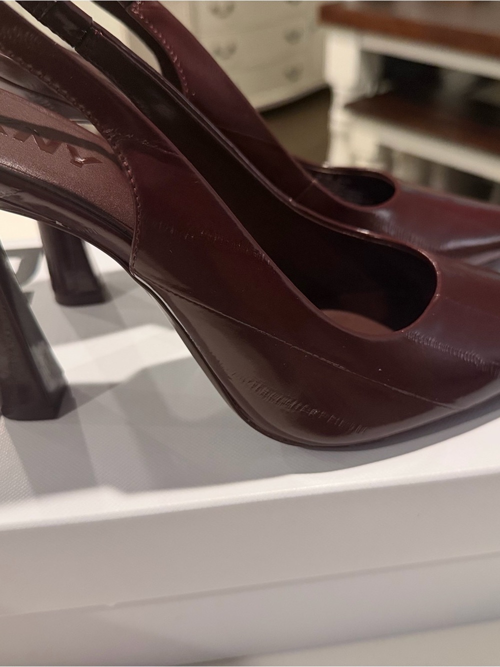 DKNY Patent Slingback Heels in Deep Burgundy/Sangria/Maroon 8.5 / 8 1/2